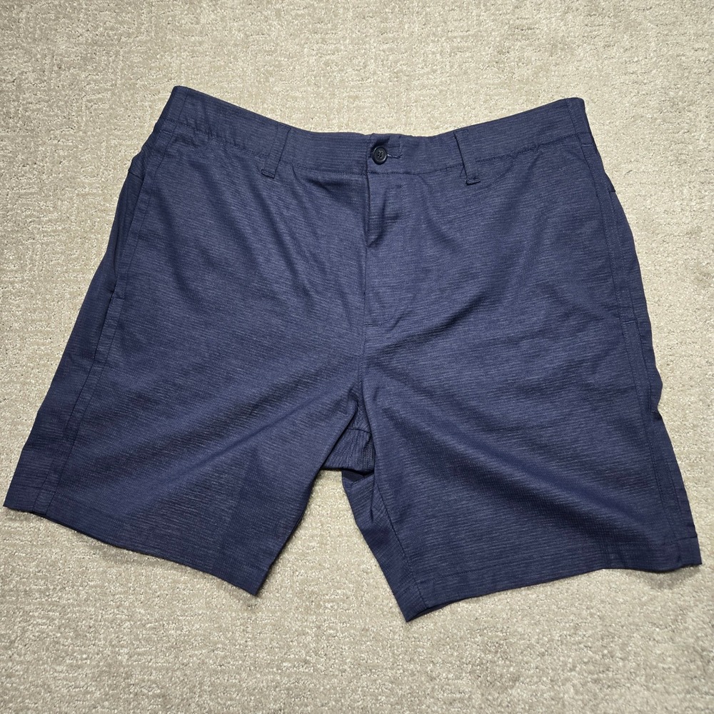 Under Armour Mens Match Play Golf Shorts Navy Blue Heathered Flat Front Size 38